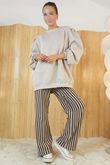 Shoreditch Stripe Lounge Flare Trouser Chocolate & Latte -
